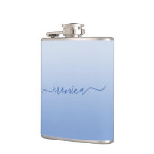 Blaue Blüte Leuchtende Blüte Elegante Signatur Flachmann (Links)