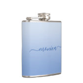 Blaue Blüte Leuchtende Blüte Elegante Signatur Flachmann (Rechts)