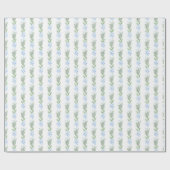 Blaue Blüte mit Grün Geschenkpapier (Flach)