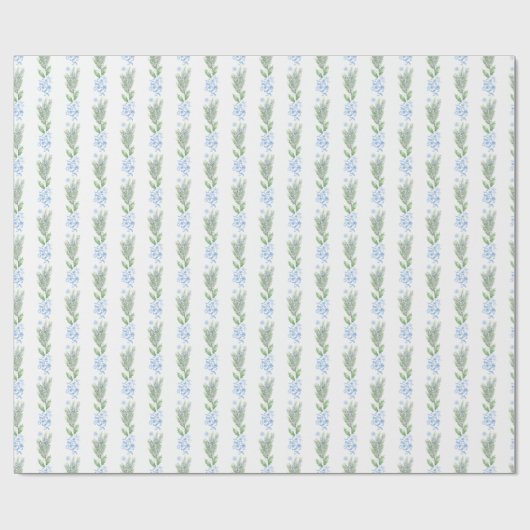 Blaue Blüte mit Grün Geschenkpapier (Flach)