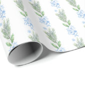 Blaue Blüte mit Grün Geschenkpapier (Rolleneckpunkt)