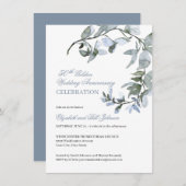 Blaue Blüte zum 50. Hochzeitstag Einladung (Vorne/Hinten)