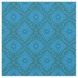 "Blaue Blüten", Arabeske, handgezeichnet Stoff