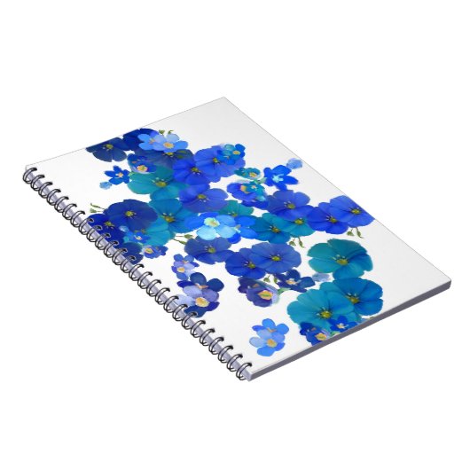 Blaue Blüten auf Papier Notizblock (Rechte Seite)