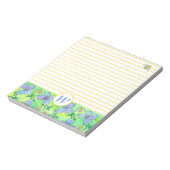 Blaue Blüten Bienen Monogram Gelb Linse Notizblock (Rotiert)