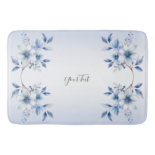 Blaue Blüten Botanisches Bad Mat Badematte (Vorderseite)