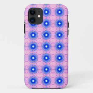 blaue Blüten des weißen Punktes auf rosa Fall Case-Mate iPhone Hülle