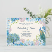 Blaue Blüten Einladung (Stehend Vorderseite)