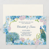 Blaue Blüten Einladung (Vorne/Hinten)