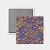 Blaue Blüten gegen das Muster der Blättertarnung Magnet (Vorderseite/Rückseite)