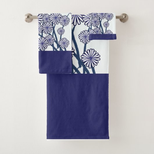 Blaue Blüten Geschenk Badhandtuch Set (Insitu)