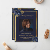 Blaue Blüten Goldfräser Foto Mitteilungskarte (Vorderseite/Rückseite Beispiel)