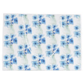 Blaue Blüten in Glasvase Große Geschenktüte (Rückseite)