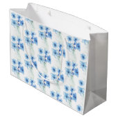 Blaue Blüten in Glasvase Große Geschenktüte (Rückseite Schrägansicht)