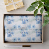 Blaue Blüten in Glasvase Seidenpapier (Geschenk)