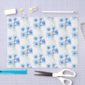 Blaue Blüten in Glasvase Seidenpapier (Handwerk)