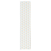 Blaue Blüten in Holztöpfen Kurzer Tischläufer (Vorderseite)