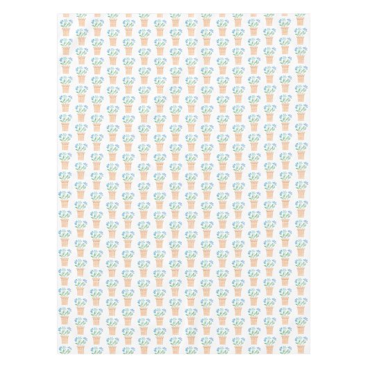 Blaue Blüten in Holztöpfen Tischdecke (Vorderseite)