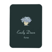 Blaue Blüten in Vase grau Magnet (Vertikal)