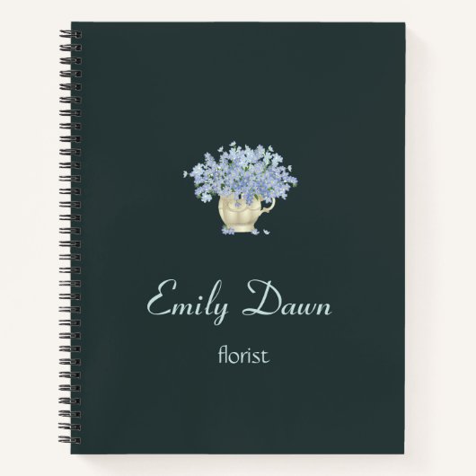 Blaue Blüten in Vase grau Notizblock (Vorderseite)