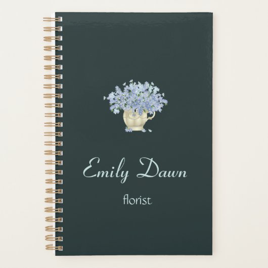 Blaue Blüten in Vase grau Planer (Vorderseite)