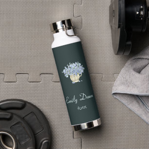 Blaue Blüten in Vase grau Trinkflasche