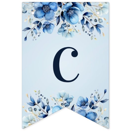 Blaue Blüten Jagdflagge Wimpelkette (Erste Fahne)