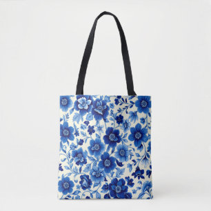 blaue Blüten-Kaskaden-Tasche Tasche