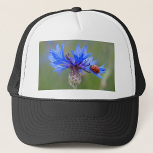Blaue Blüten Marienkäfer Frieden Liebe Schicksal K Truckerkappe