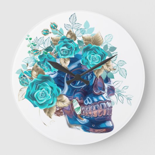 BLAUE BLÜTEN REQUIEM GROßE WANDUHR (Vorderseite)