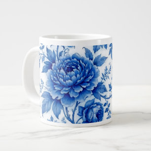 Blaue Blüten Rosen Pfingstrosen Kobaltblau Weiß Jumbo-Tasse