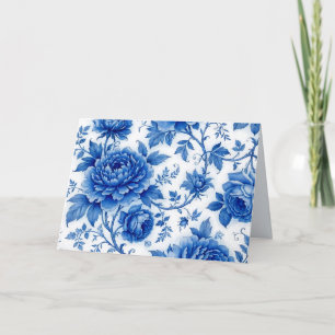 Blaue Blüten Rosen Pfingstrosen Kobaltblau Weiß Karte