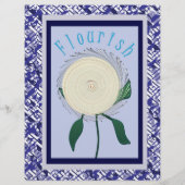 Blaue Blüten-Schabblonenpapier-Bulk-Seiten Flyer (Hinten)