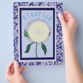 Blaue Blüten-Schabblonenpapier-Bulk-Seiten Flyer (Hand)