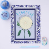 Blaue Blüten-Schabblonenpapier-Bulk-Seiten Flyer (Einzeln)