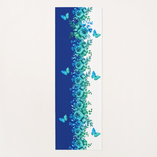 Blaue Blüten-Symphonie Yogamatte (Vorderseite)