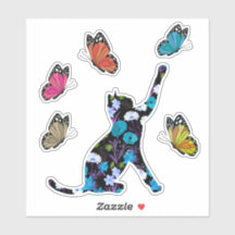 Blaue Blüten und farbenfrohe Schmetterlinge