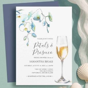 Blaue Blüten und Prosecco-Brautjunggesellinnenabsc