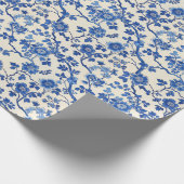 Blaue Blüten Wasserfarbe Chinoiserie Frühlingsgart Geschenkpapier (Ecke)