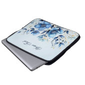 Blaue Blüten Wasserfarben - Laptop-Sieb Laptopschutzhülle (Vorne Knopf)