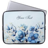Blaue Blüten Wasserfarben - Laptop-Sieb Laptopschutzhülle (Vorderseite)