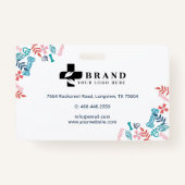 Blaue Blütenblätter und Blattmuster Ausweis (Rückseite)