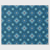 Blaue Blütenblätter und konzentrische, blaugrüne Q Geschenkpapier (Flach)