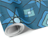 Blaue Blütenblätter und konzentrische, blaugrüne Q Geschenkpapier (Rolleneckpunkt)