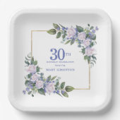Blaue Blütenblume, 30. Geburtstag Party Pappteller (Vorderseite)