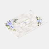 Blaue Blütenblume Glitzer Marmorhochzeit Gästebuch (Ecke)