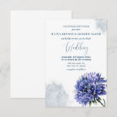 Blaue Blütenblume Hochzeit Einladung (Vorne/Hinten)
