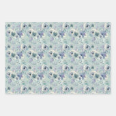 Blaue Blütenblume Hochzeitsvorlage Geschenkpapier Set (Vorderseite 3)