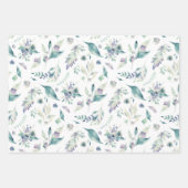 Blaue Blütenblume Hochzeitsvorlage Geschenkpapier Set (Vorderseite 2)