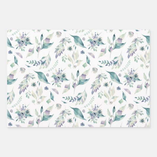 Blaue Blütenblume Hochzeitsvorlage Geschenkpapier Set (Vorderseite 2)